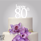 Rustic Wood cake topper "Happy 80th"