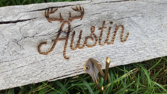 Limited Edition-Rustic Personalized Wood Coat/ Towel Hanger/Deer/Antler/Hunting/Rustic